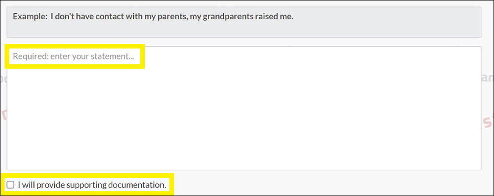 Screen: Example with two fields highlighted