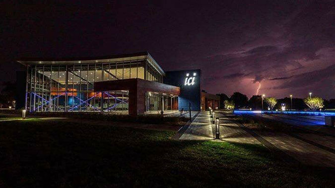 Iowa Culinary Institute building at night